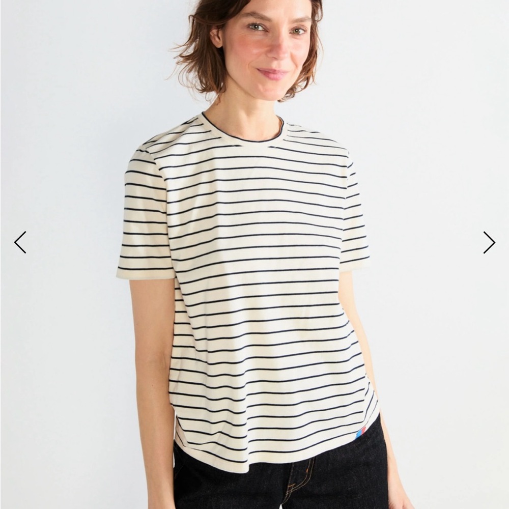 KULE Navy and White Striped Tee